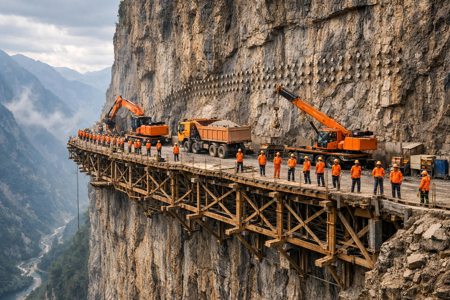 Trabajo de infraestructura en montaña